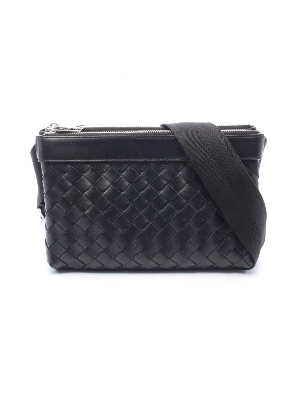 Bottega Veneta Shoulder Bag Intrecciato Duo Black Leather